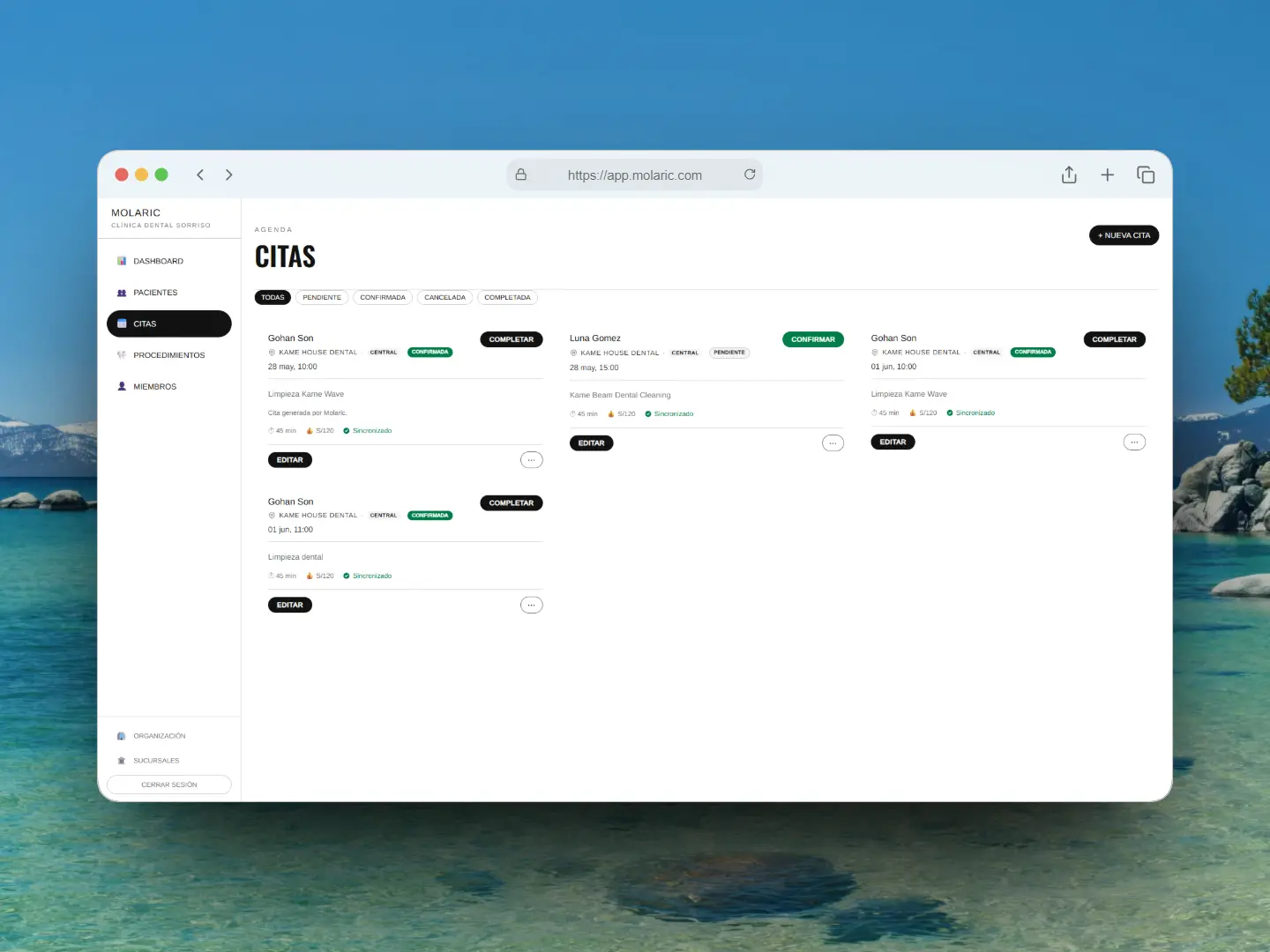 Gestión de citas sincronizada con Google Calendar