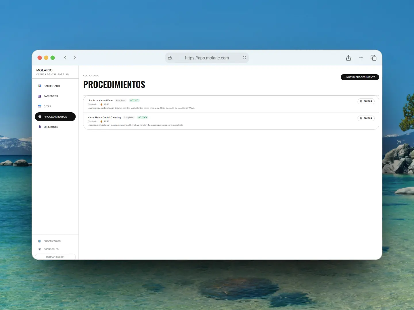 Gestión de procedimientos dentales