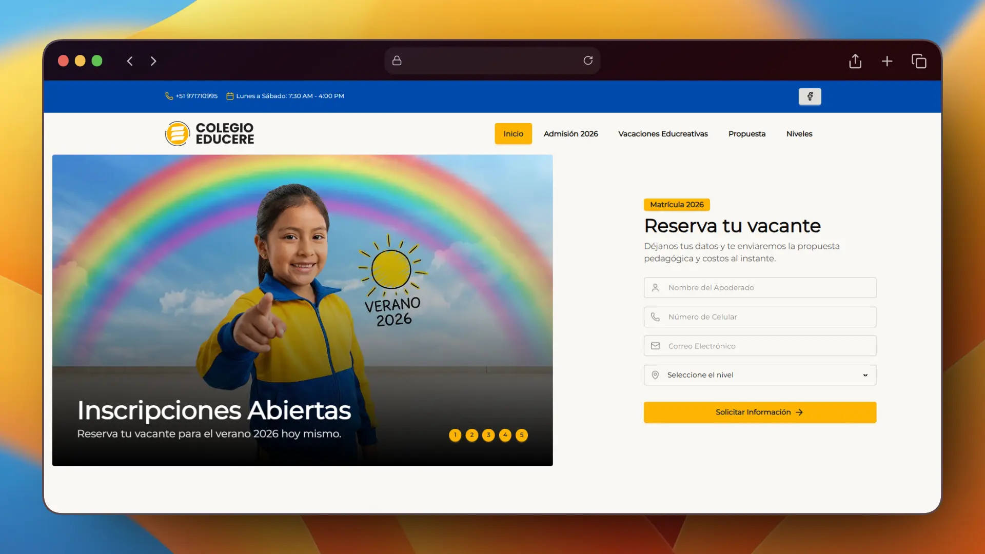 Página principal del Colegio Educere