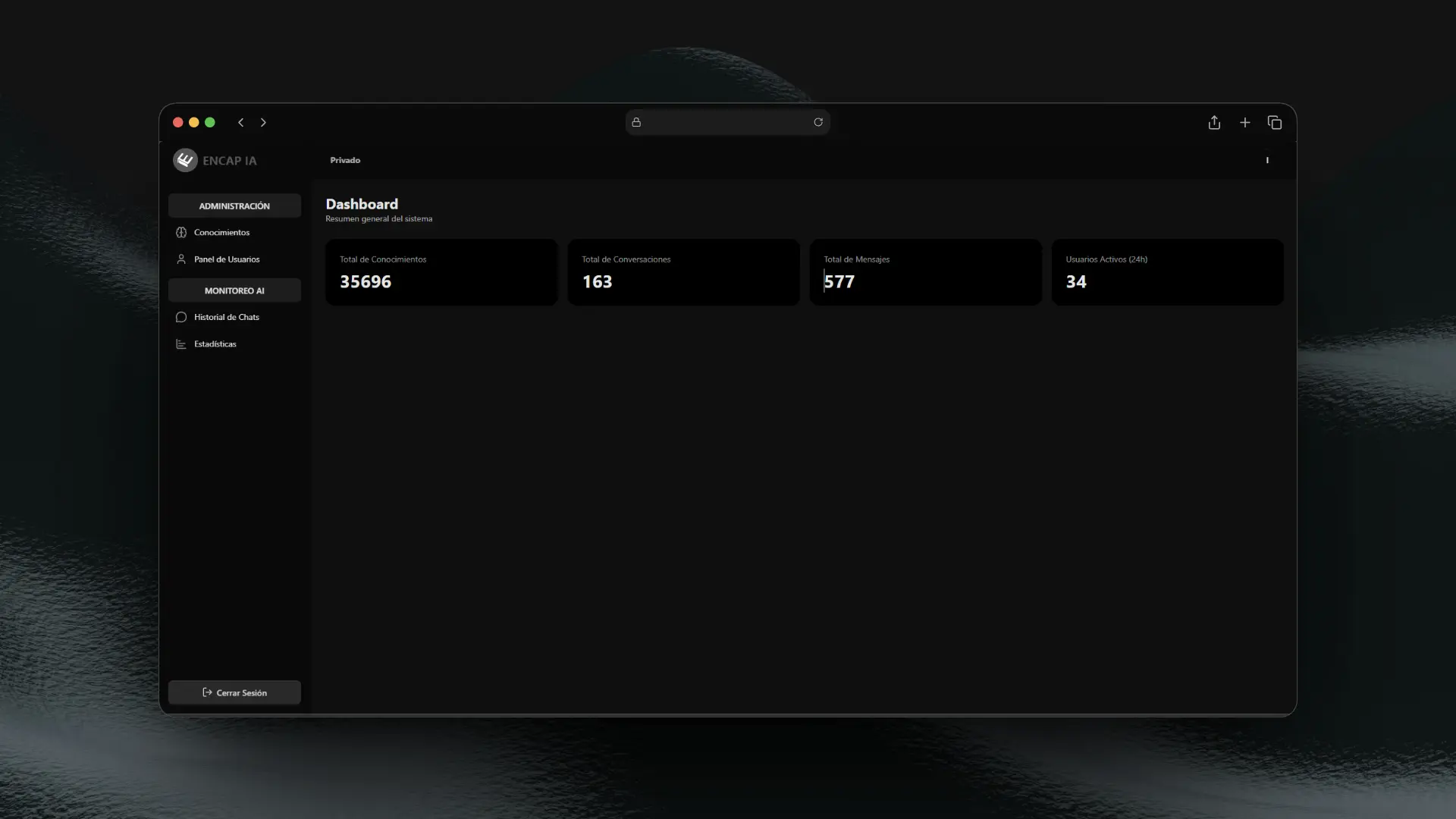 Panel de administración